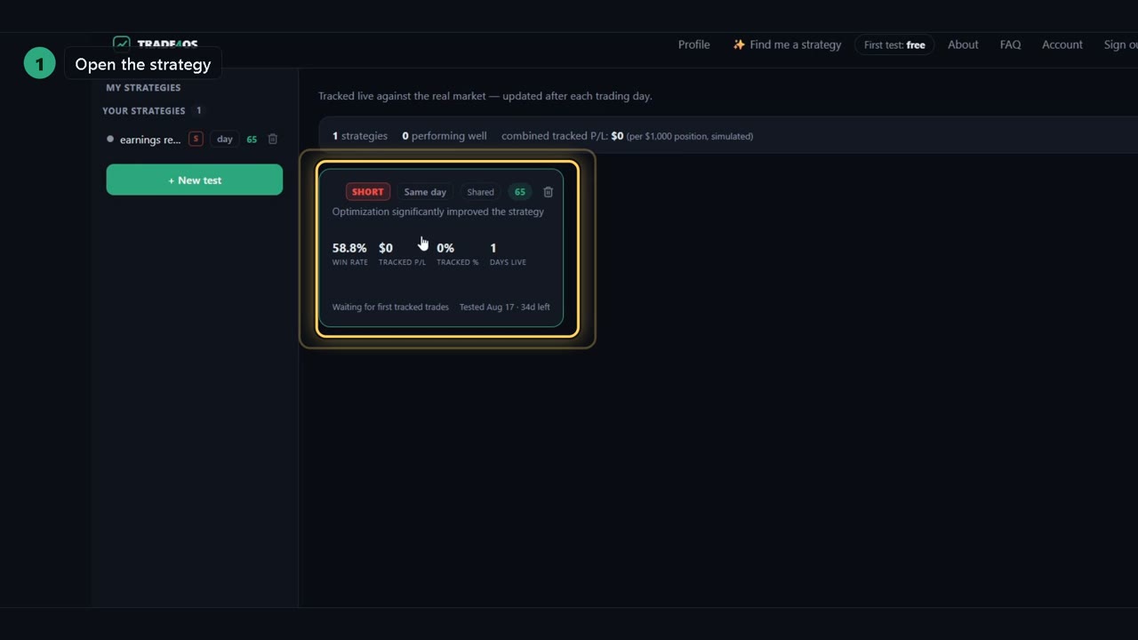 Turn a tested strategy into a trading interface