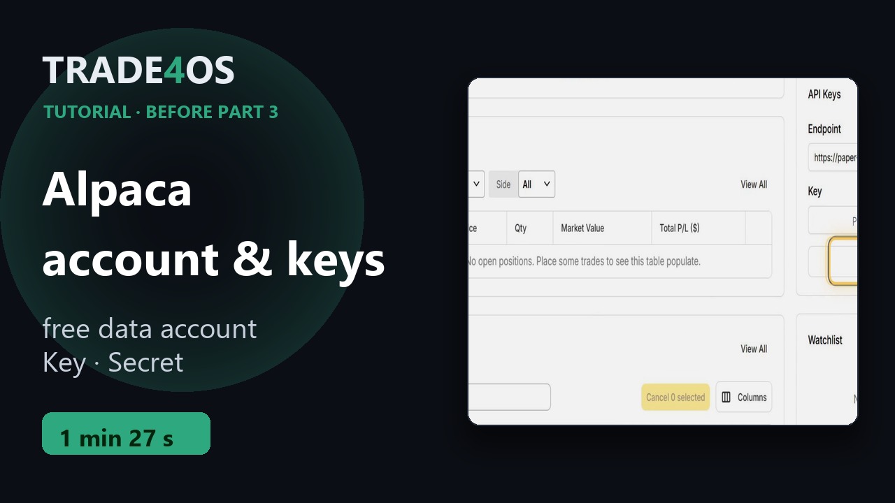 Create a free Alpaca account and copy your keys